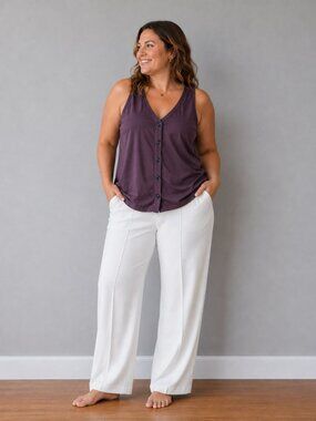 Reitmans Deep Brown Buttoned Tank Top